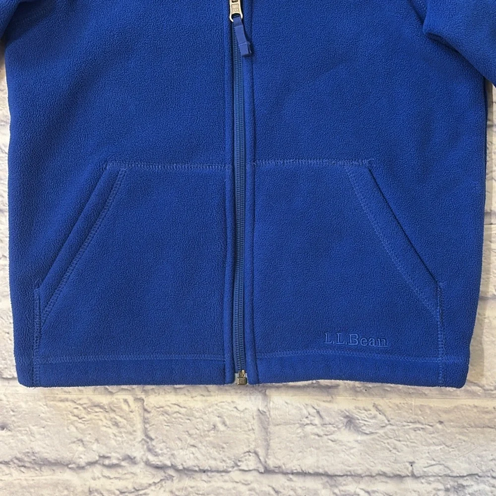 LL Bean Kids 6X/7 Blue Fleece Zip Up Front Lightweight Jacket